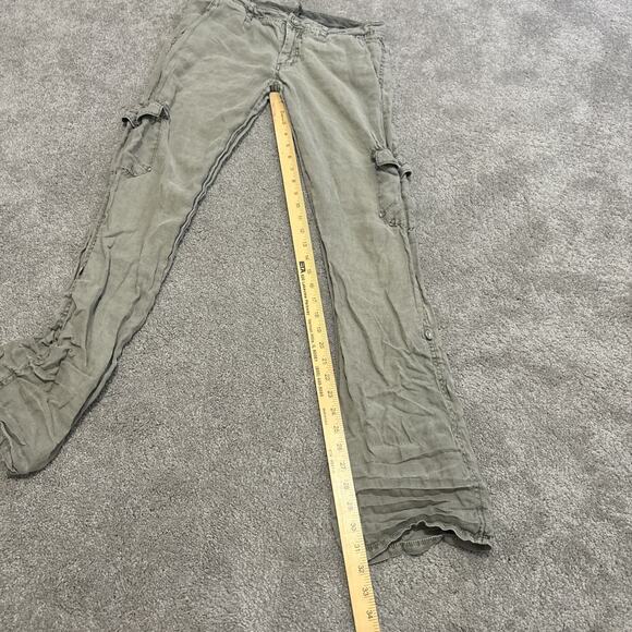 Michael Stars Green 100% Linen Cargo Style Pants Size Small - Picture 6 of 6